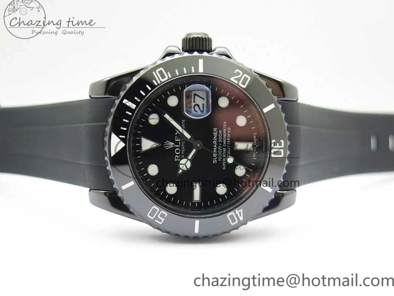 MiroTime 0122 Submariner 40mm Black Ceramic 5GF Best Edition Black Dial on Black Rubber Strap SA Unique 2464